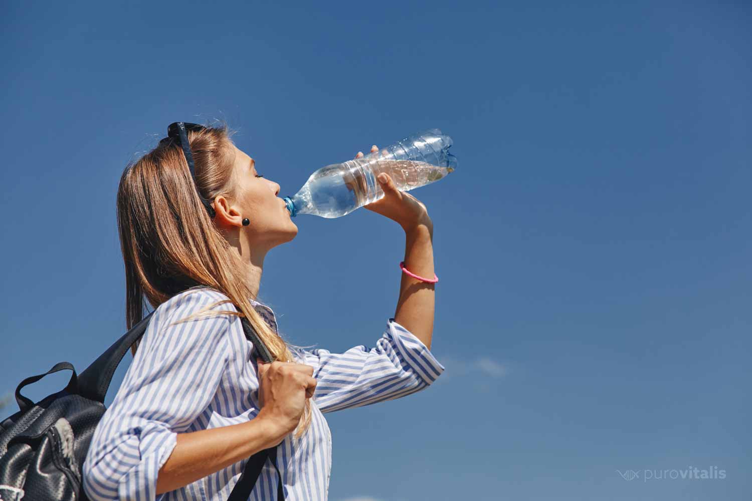 Women drinking bottle of water